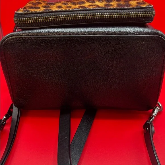 Rebecca Minkoff Emma Leopard print Backpack in black leather and Calf Hair NWOT - Picture 11 of 11